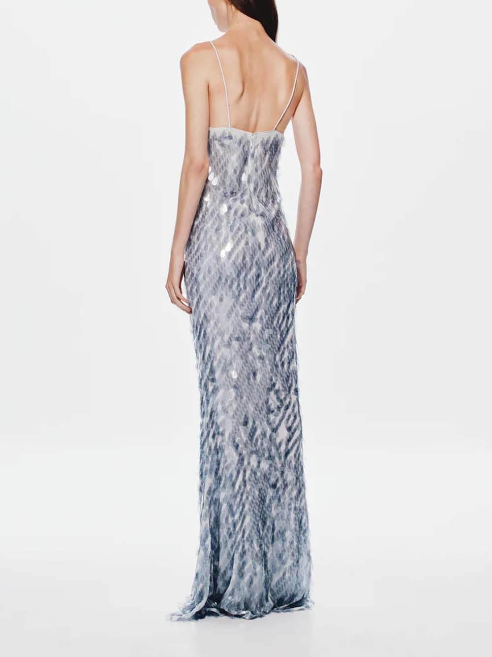 Aurohaya Elegant Sequined V-Neck Fitted Party Maxi Dress