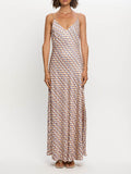 Elegant Geometric Print Strappy Maxi Dress