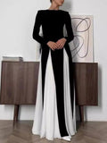 Aurohaya Glam Elegant Panelled Tulle Long Sleeve A-line Maxi Dress