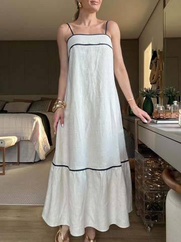 Aurohaya Minimalist style Suspender Dress White