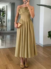 Aurohaya Vintage Tube Top Suspender Dress