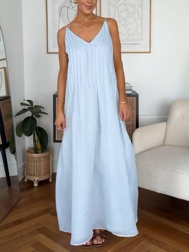 Aurohaya Holiday Style Pleated Sling Dress