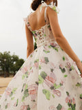 Tender Floral Midi Tie-strap Dress