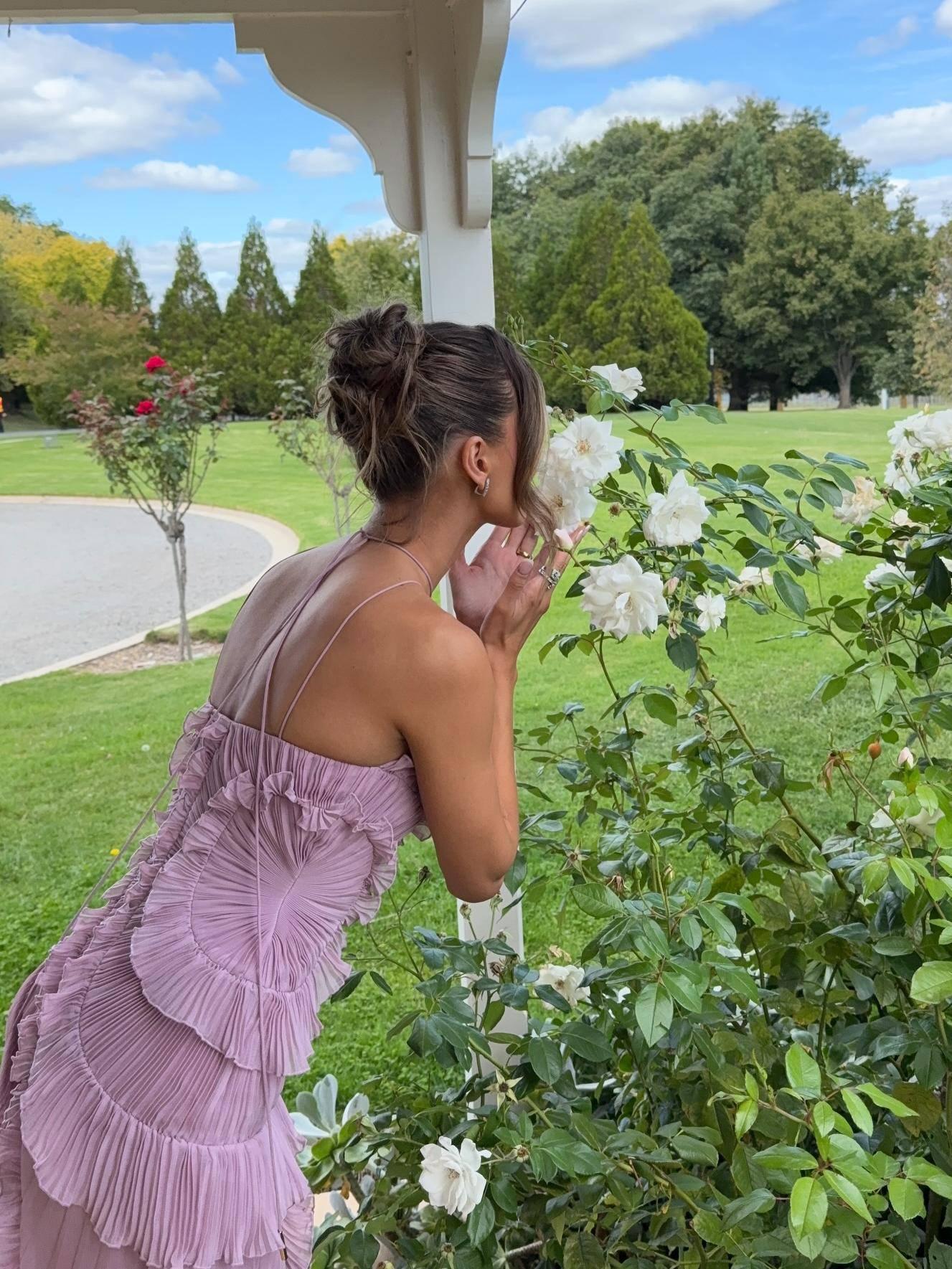 Aurohaya Halter Neck Pleated Backless Dress