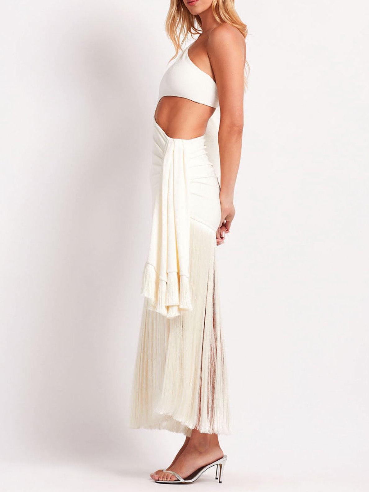 Aurohaya Stunning Cutout Fringe Maxi Dress