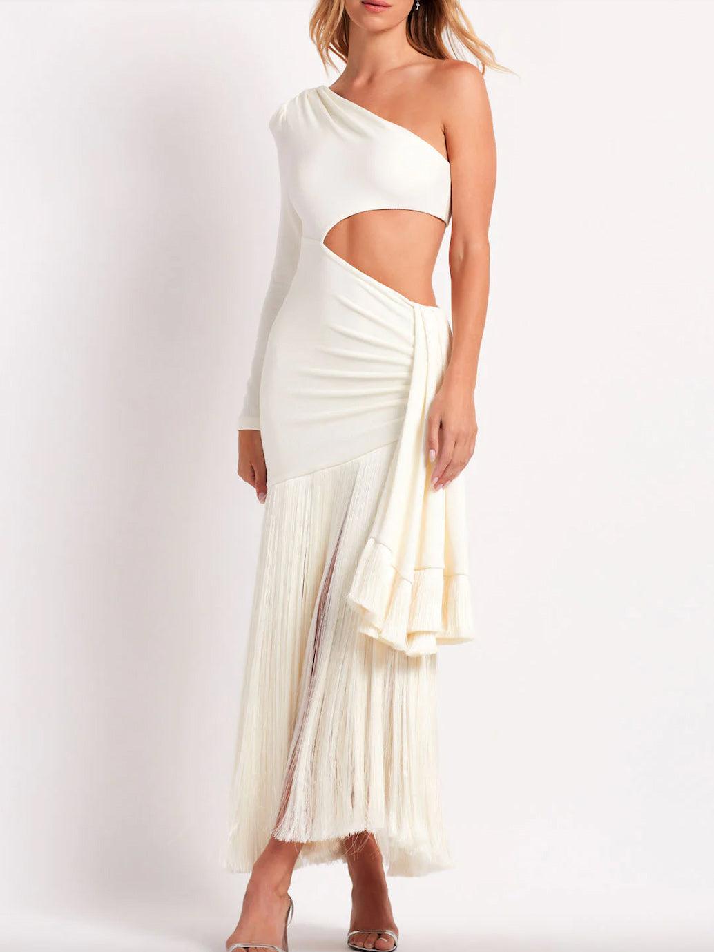Aurohaya Stunning Cutout Fringe Maxi Dress