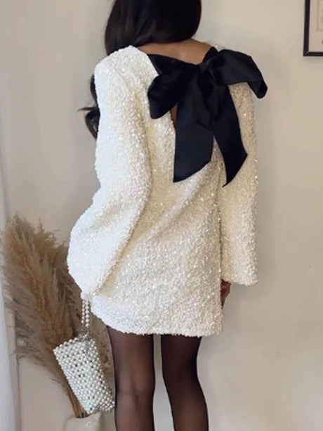 Aurohaya Sequined Tie-back Dress