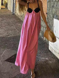 Aurohaya Exquisite Summer Sleeveless Backless Lace Up Maxi Dress