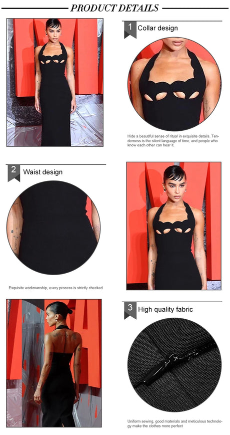 Aurohaya Noisette Halter Cut-Out Bodycon Maxi Dresses