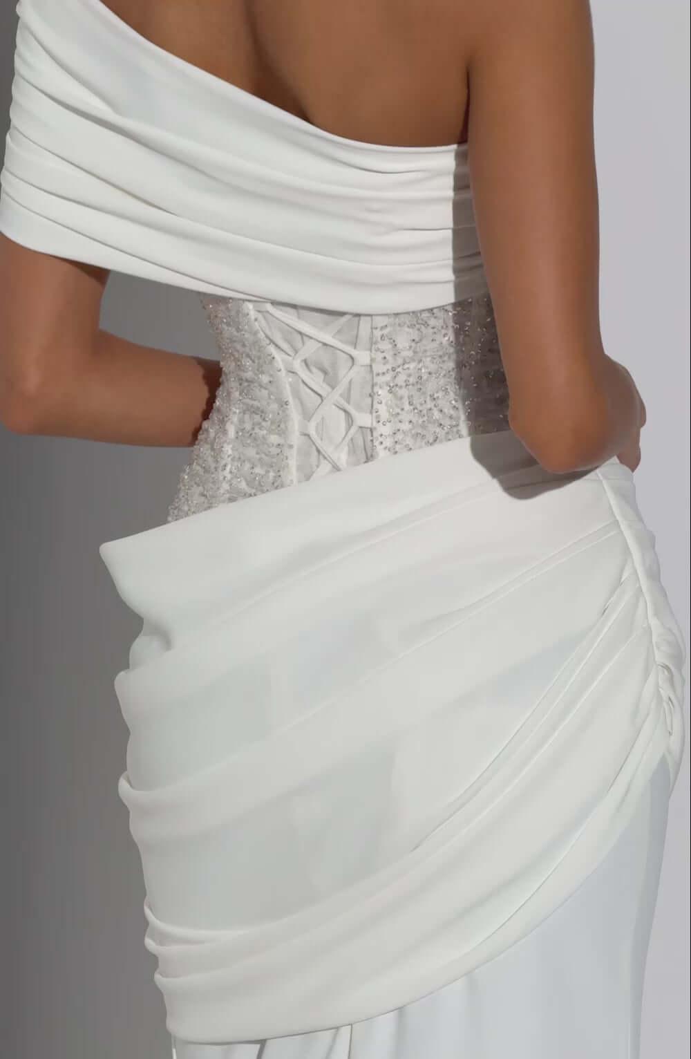 Aurohaya Cléa Asymmetric Off-Shoulder Maxi Dress