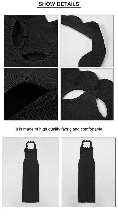 Aurohaya Noisette Halter Cut-Out Bodycon Maxi Dresses