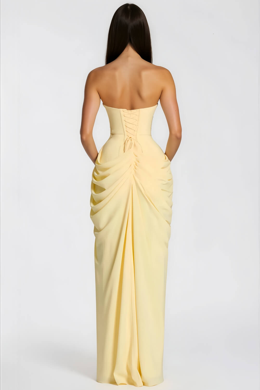 Aurohaya Azalée Strapless Draped High-Slit Maxi Dress