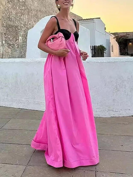 Aurohaya Exquisite Summer Sleeveless Backless Lace Up Maxi Dress