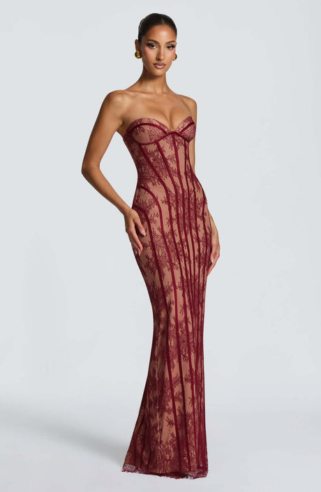 Aurohaya Constance Strapless Lace Maxi Dress | Pre-Sale