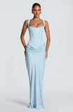 Aurohaya Hortense Sleeveless Square Neck Maxi Dress Blue