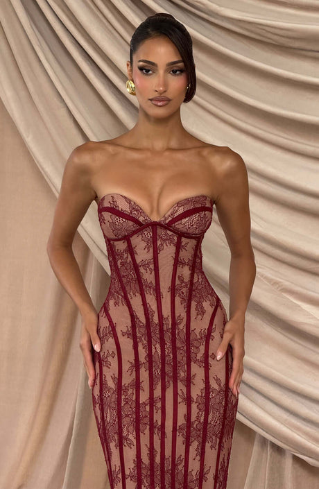 Aurohaya Constance Strapless Lace Maxi Dress | Pre-Sale