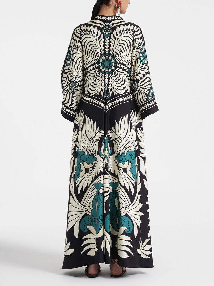 Aurohaya Unique Floral Print Flowy Maxi Dress