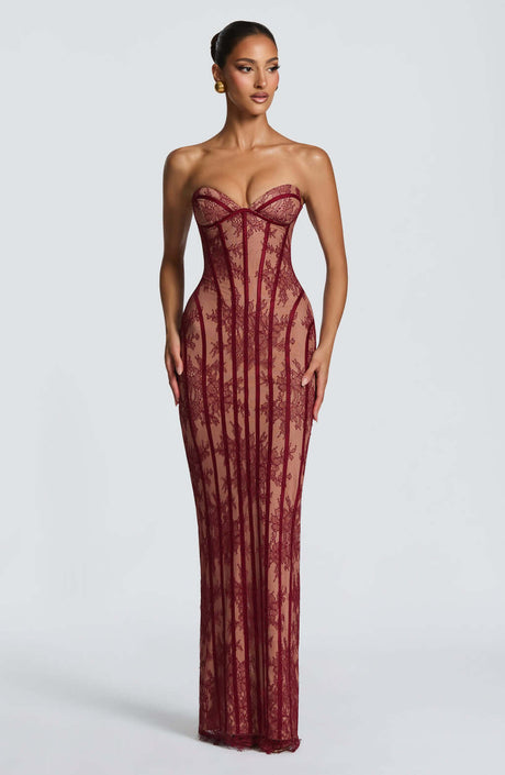 Aurohaya Constance Strapless Lace Maxi Dress | Pre-Sale