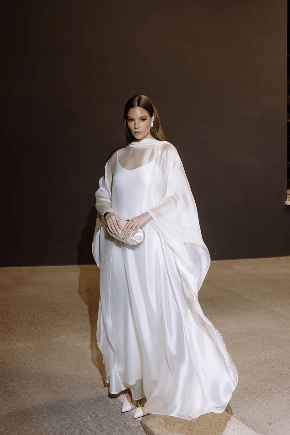 Aurohaya Glace Elegant Sheer Cape Layered Maxi Dress