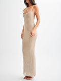 Vespertine Rhinestone Maxi Dress Backless Mesh Evening Gown