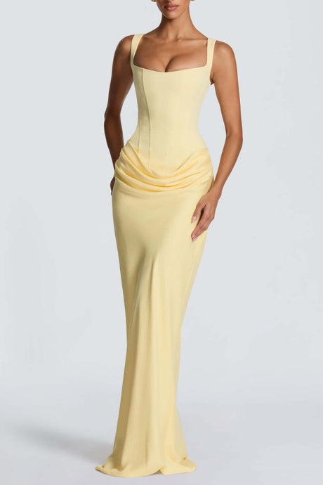 Hortense Square Neck Corset Maxi Dress / Yellow