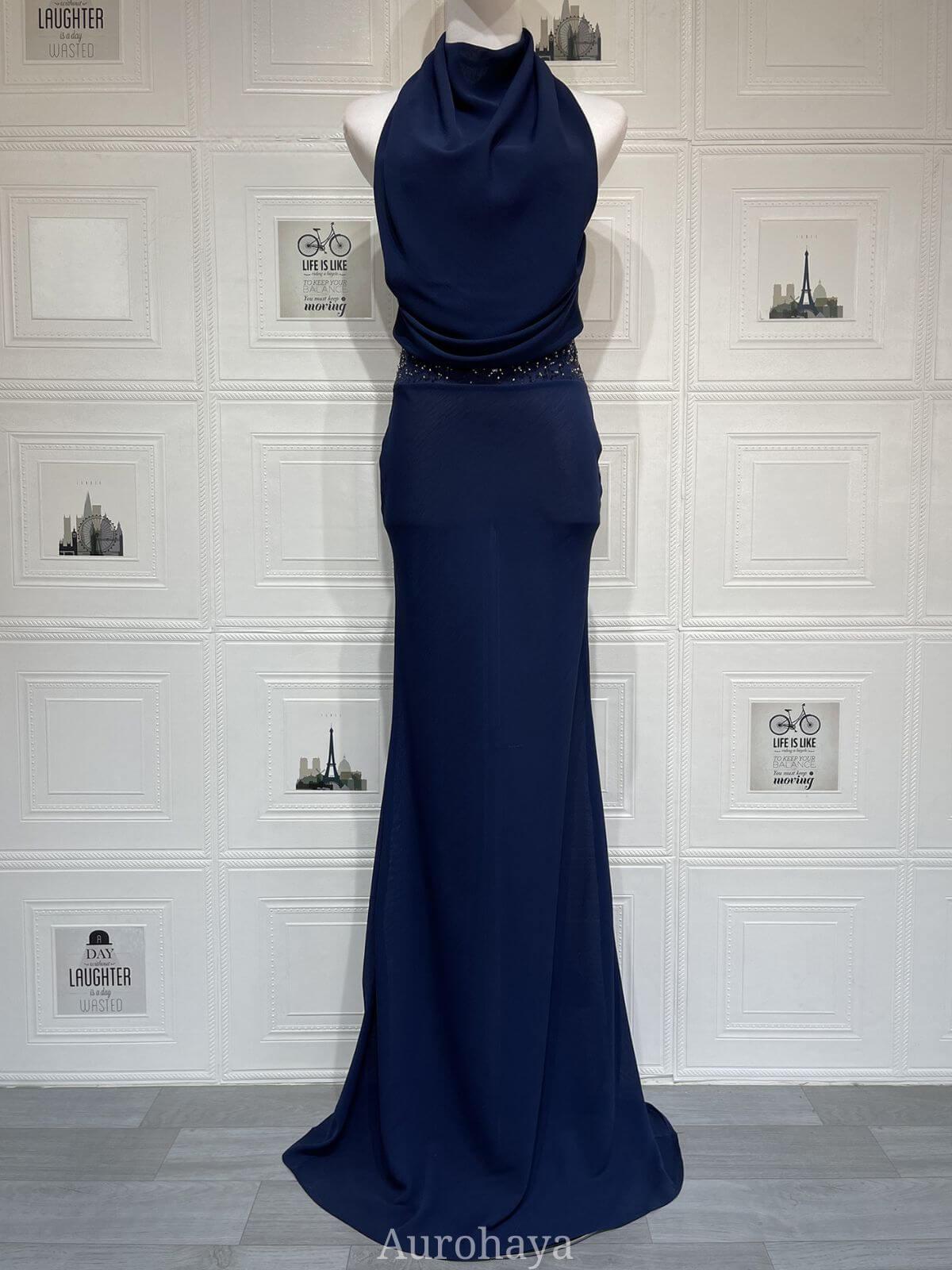 Aurohaya Camille Backless Sequin Satin Maxi Dress