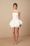 Aurélie white halterneck ruffled mini dress