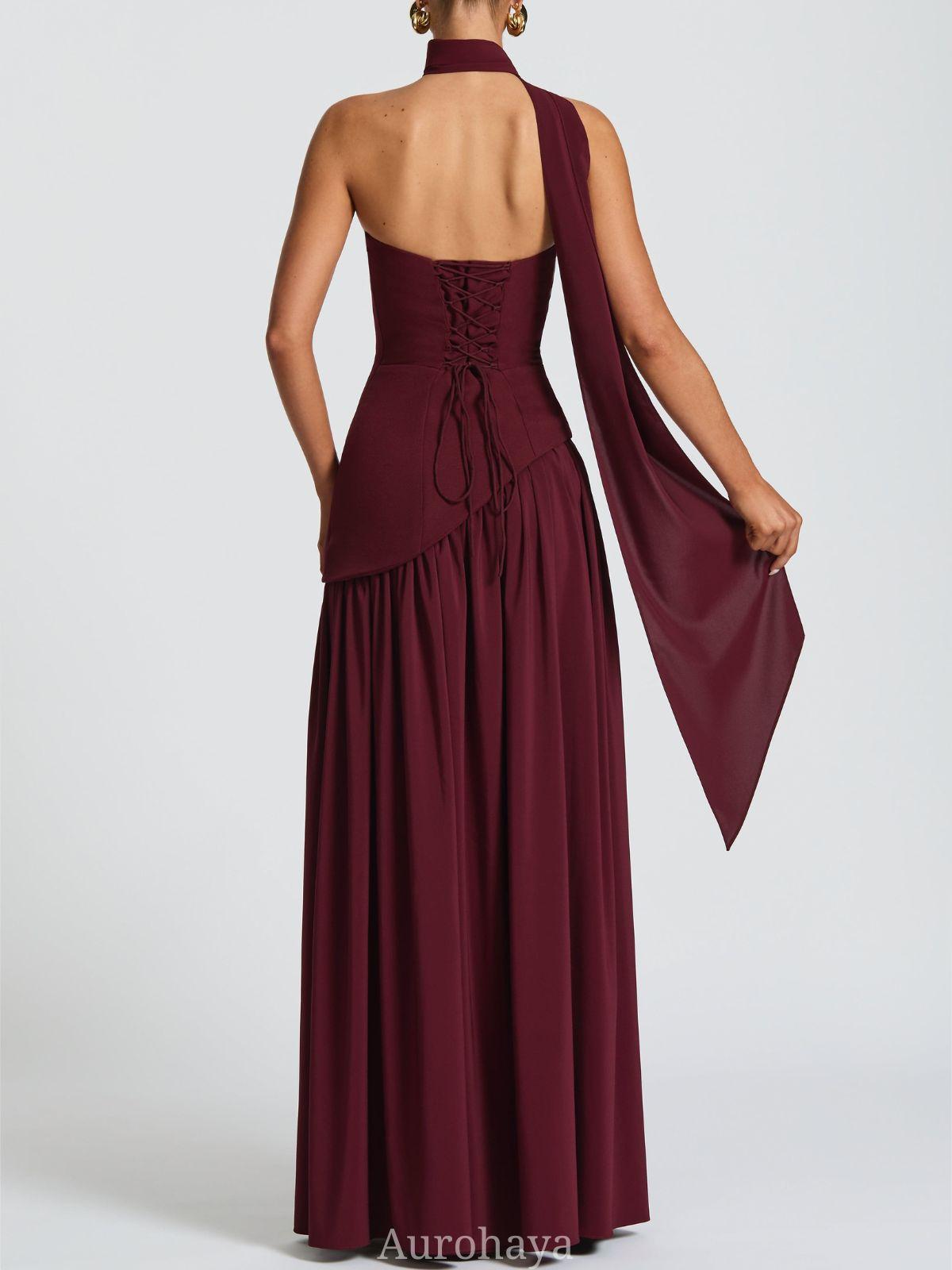 Aurohaya Solène Asymmetrical Maxi Gown