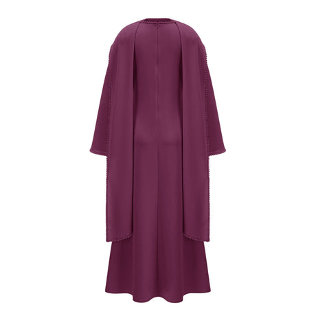 Aurohaya Piroska Purple Pearl Trim Shawl Detail Maxi Dress