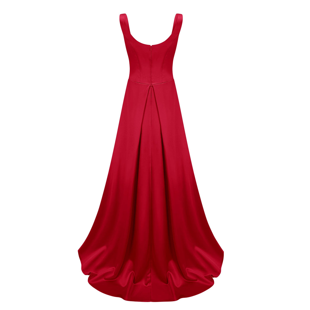 Aurohaya Fiona Red Satin Square Neck Maxi Dress
