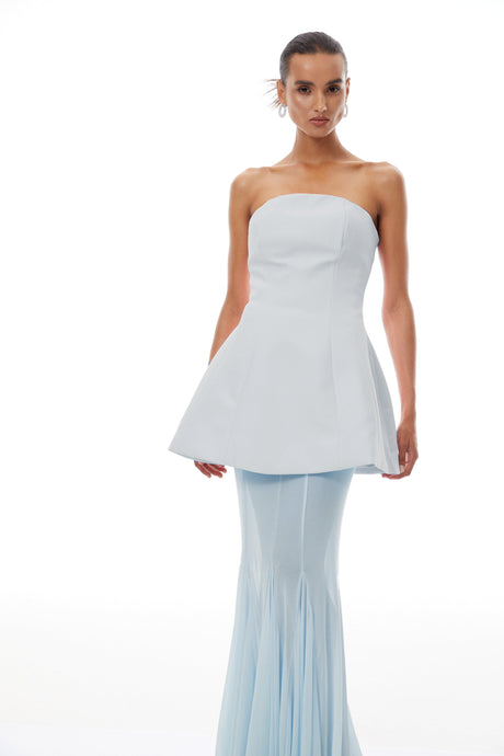 Aurohaya Mélanie Blue Corset Dress & Mesh Skirt Set