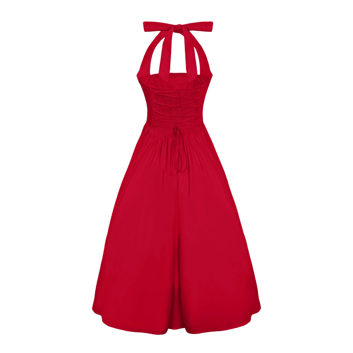 Aurohaya Eponine Red Layered Flared Hem Midi Dress