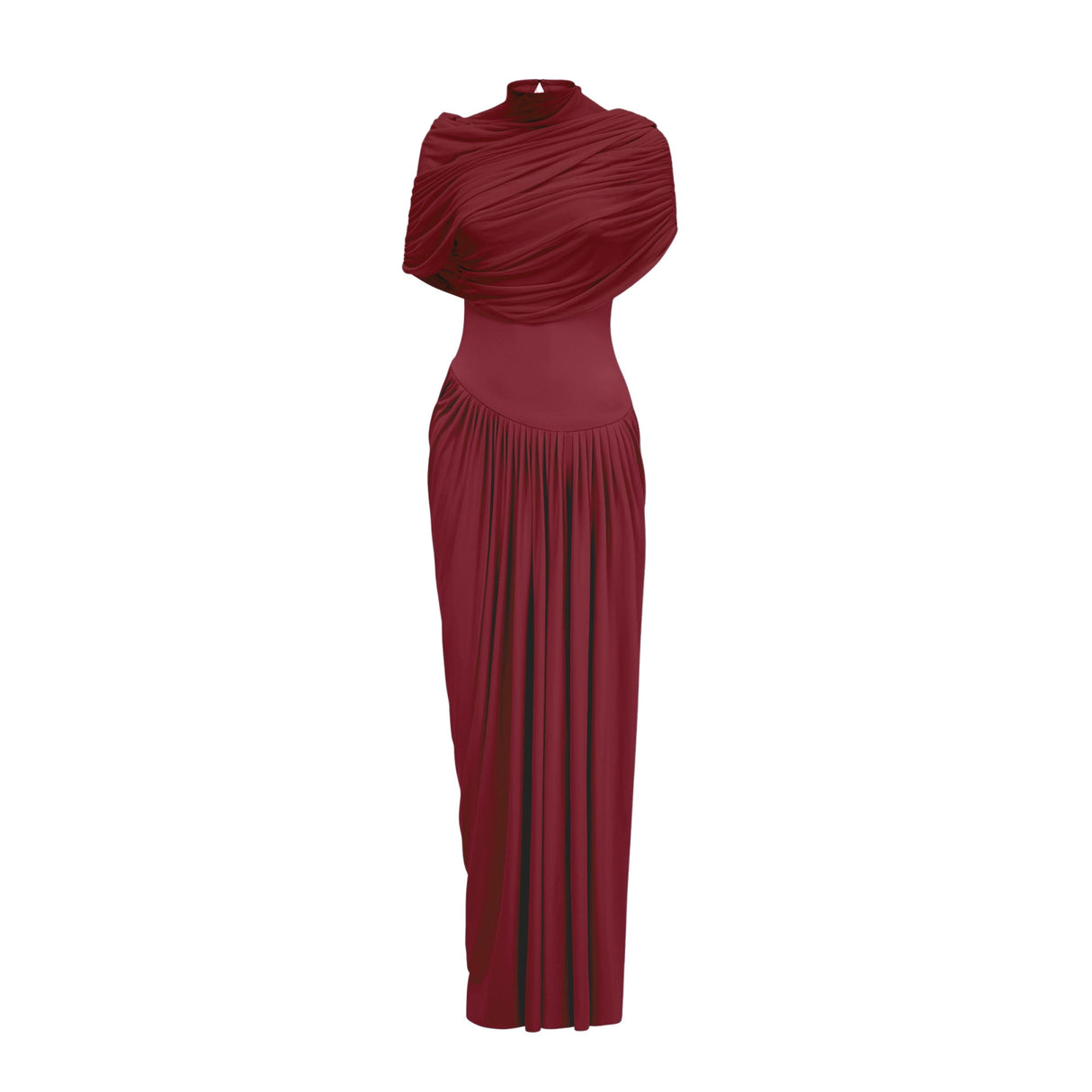 Aurohaya Catherine asymmetrical pleated maxi dress in Red