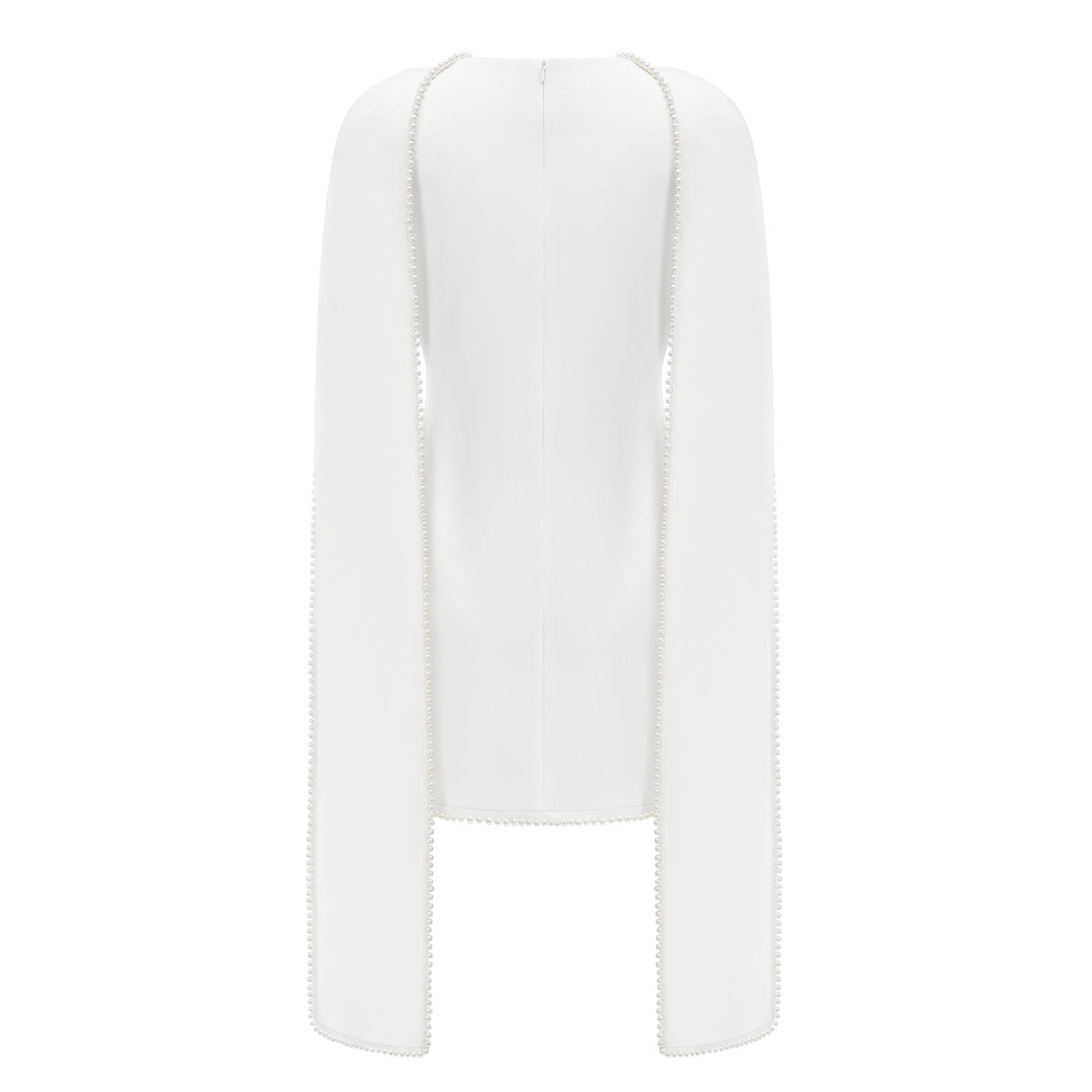 Aurohaya Piroska White Sleeveless Pearl Trim Mini Dress