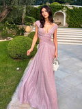 V-Neck Hollow Slit Maxi Dress