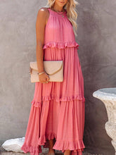 Aurohaya Irregular Cake Sleeveless Maxi Dress Pink