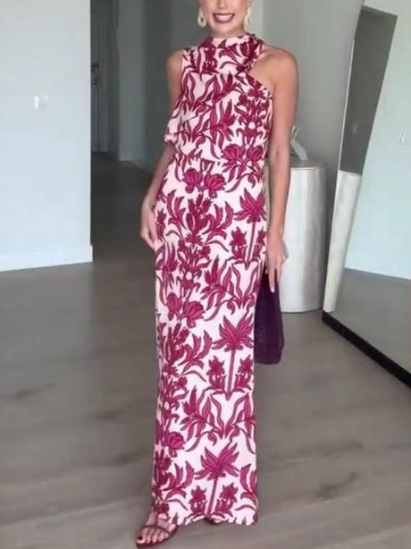 Aurohaya Two-Way Off-Shoulder Print Dress Printed