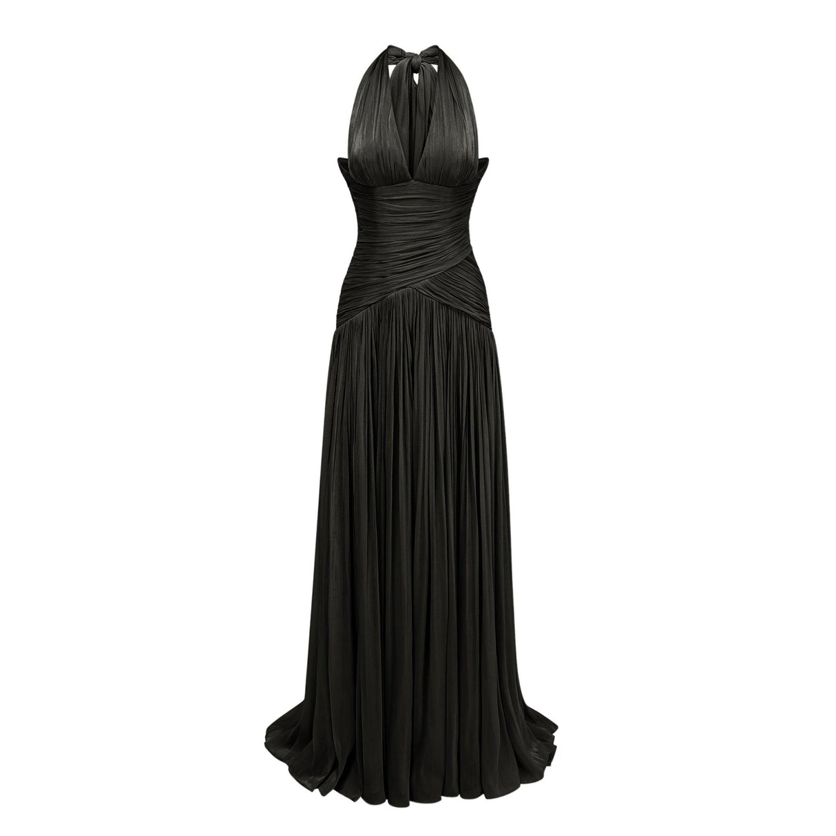 Aurohaya Verdelune Black Gathered Maxi Dress Black