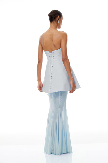 Aurohaya Mélanie Blue Corset Dress & Mesh Skirt Set