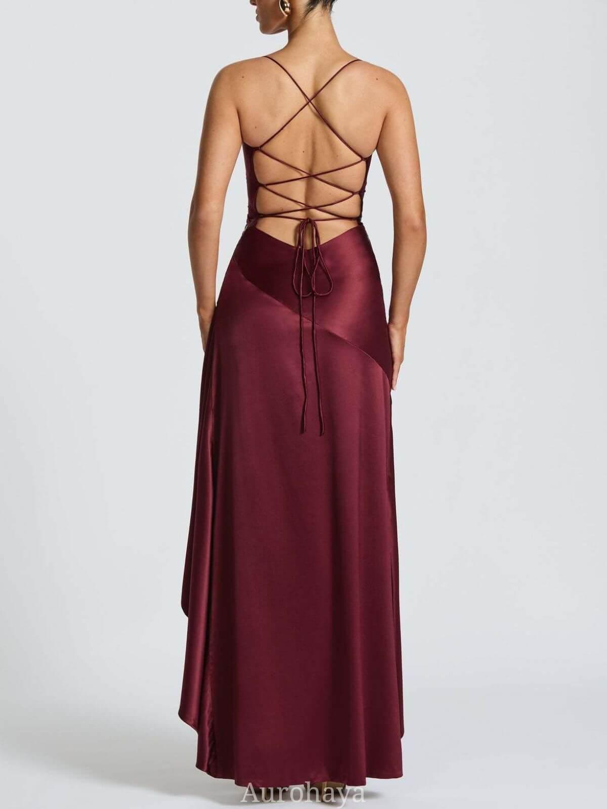 Aurohaya Delphine Spaghetti-Strap Ruffle Maxi Dress