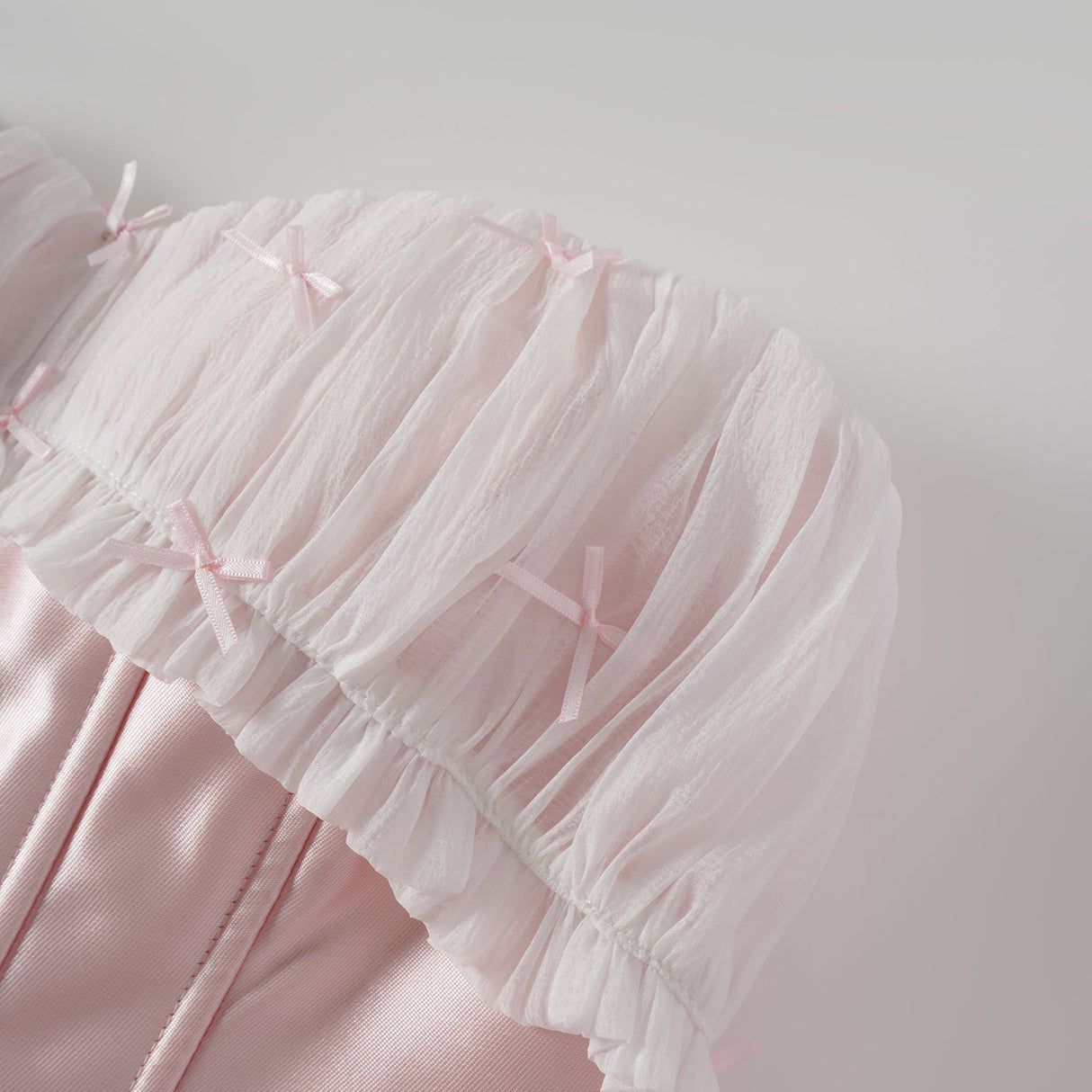 Aurohaya Laurine Pink Ruffled Satin Mini Dress
