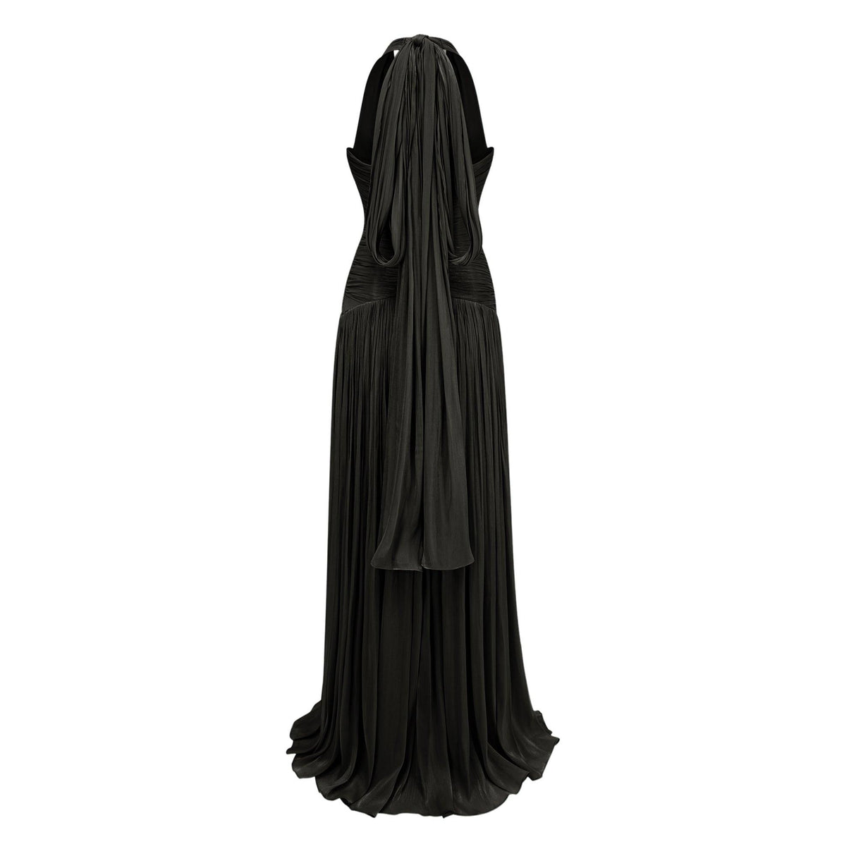 Aurohaya Verdelune Black Gathered Maxi Dress