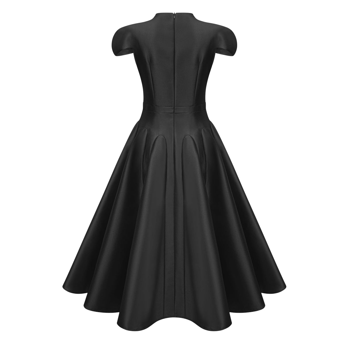 Aurohaya Aventin Black Godet Design Midi Dress