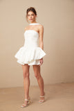 Aurélie white halterneck ruffled mini dress