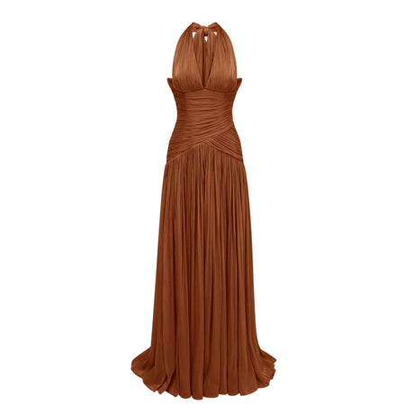 Aurohaya Verdelune Gathered Maxi Dress Brown