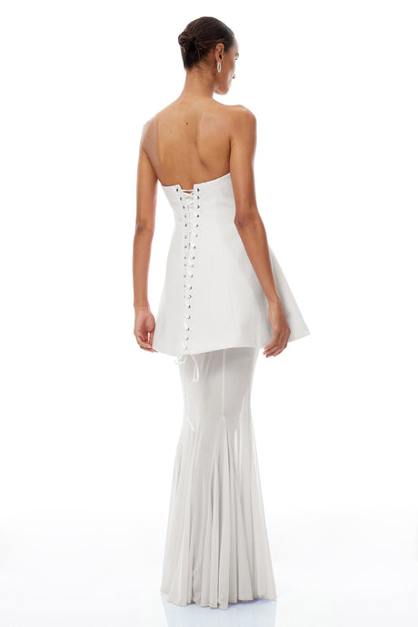 Aurohaya Mélanie White Corset Dress & Mesh Skirt Set