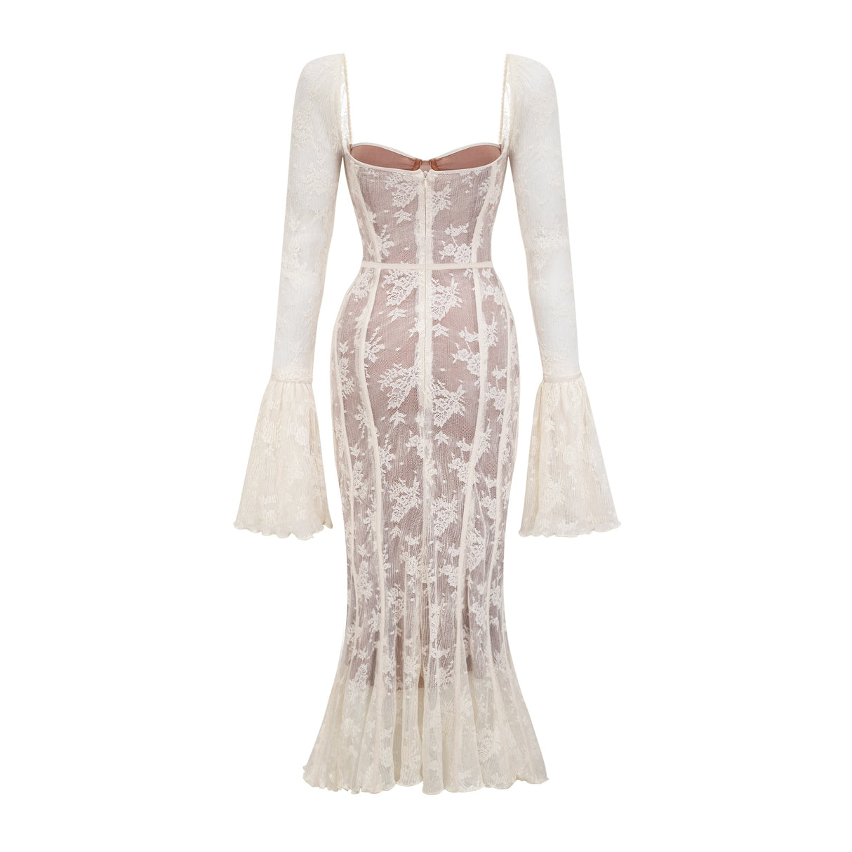 Charisme Lace Corset Bodycon Midi Dress White