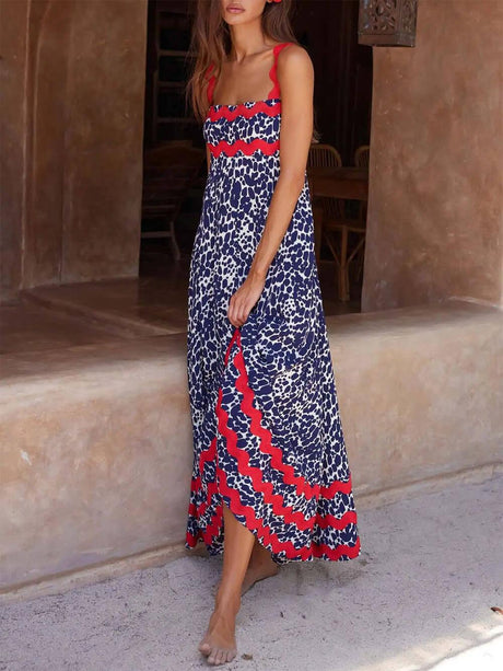 Aurohaya Suspender Print Maxi Dress