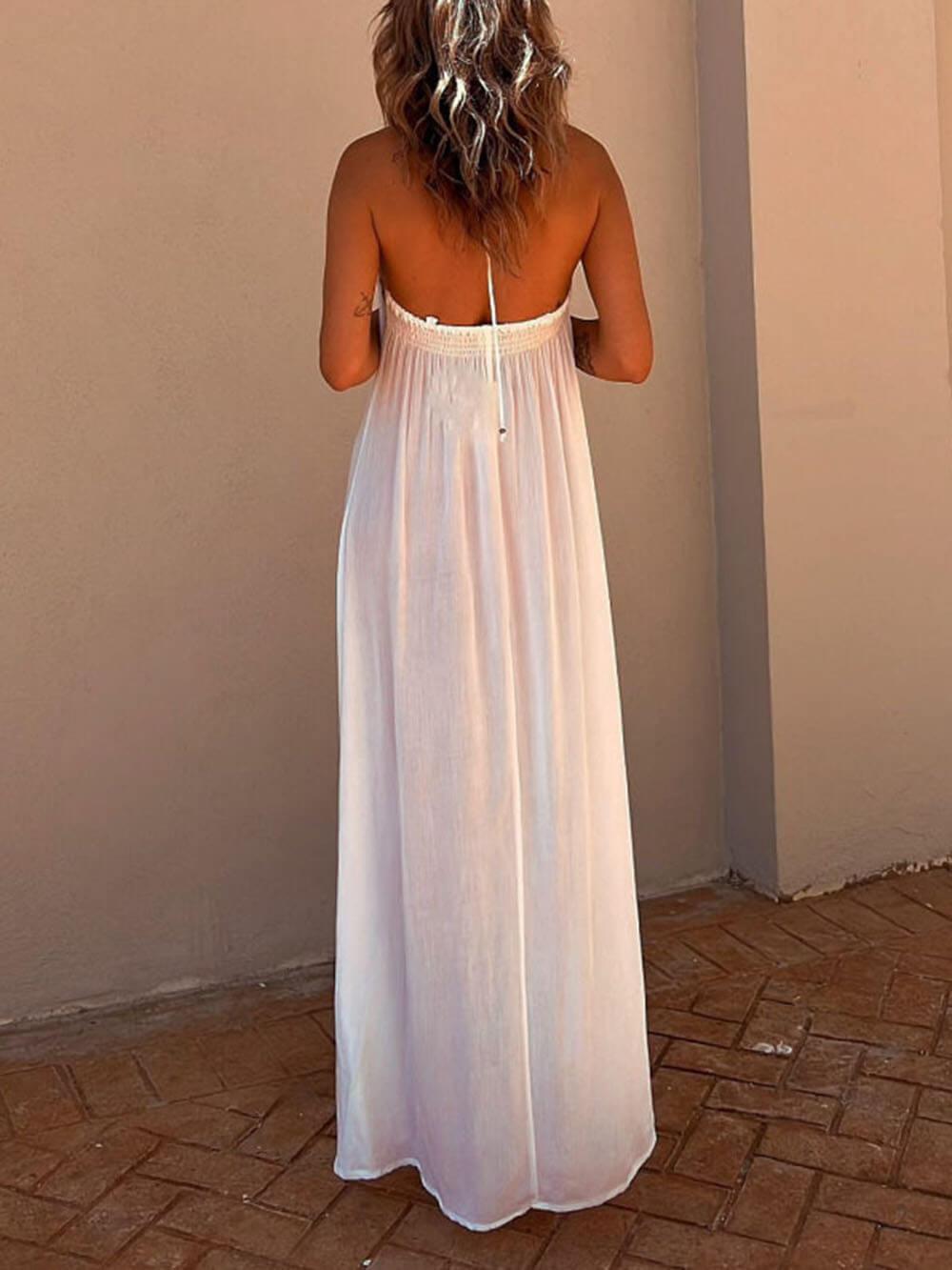 Aurohaya Halter Neck Casual Resort Maxi Dress