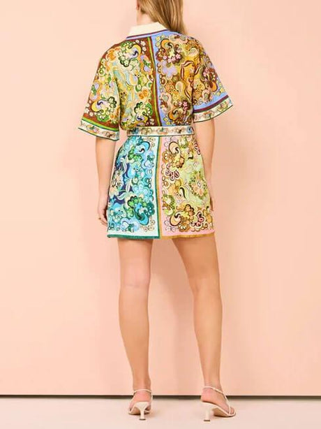 Aurohaya Special Satin Print Mini Dress